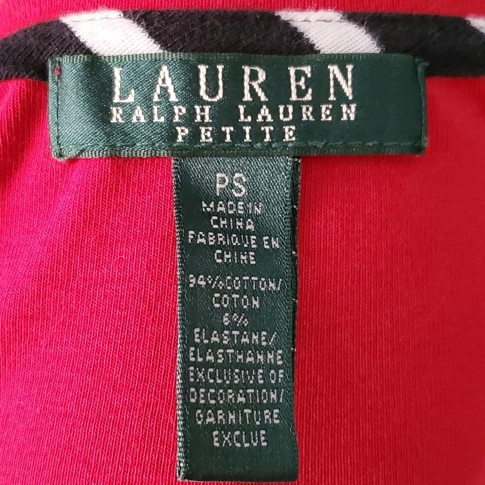 Lauren Ralph Lauren Vibrant Red Long Sleeve Top Tee Shirt Size PS - Picture 6 of 7